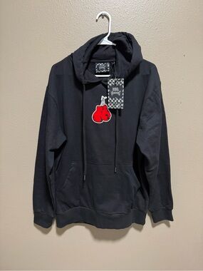NWT rebels Black Hoodie with Red Boxing Glove Patch